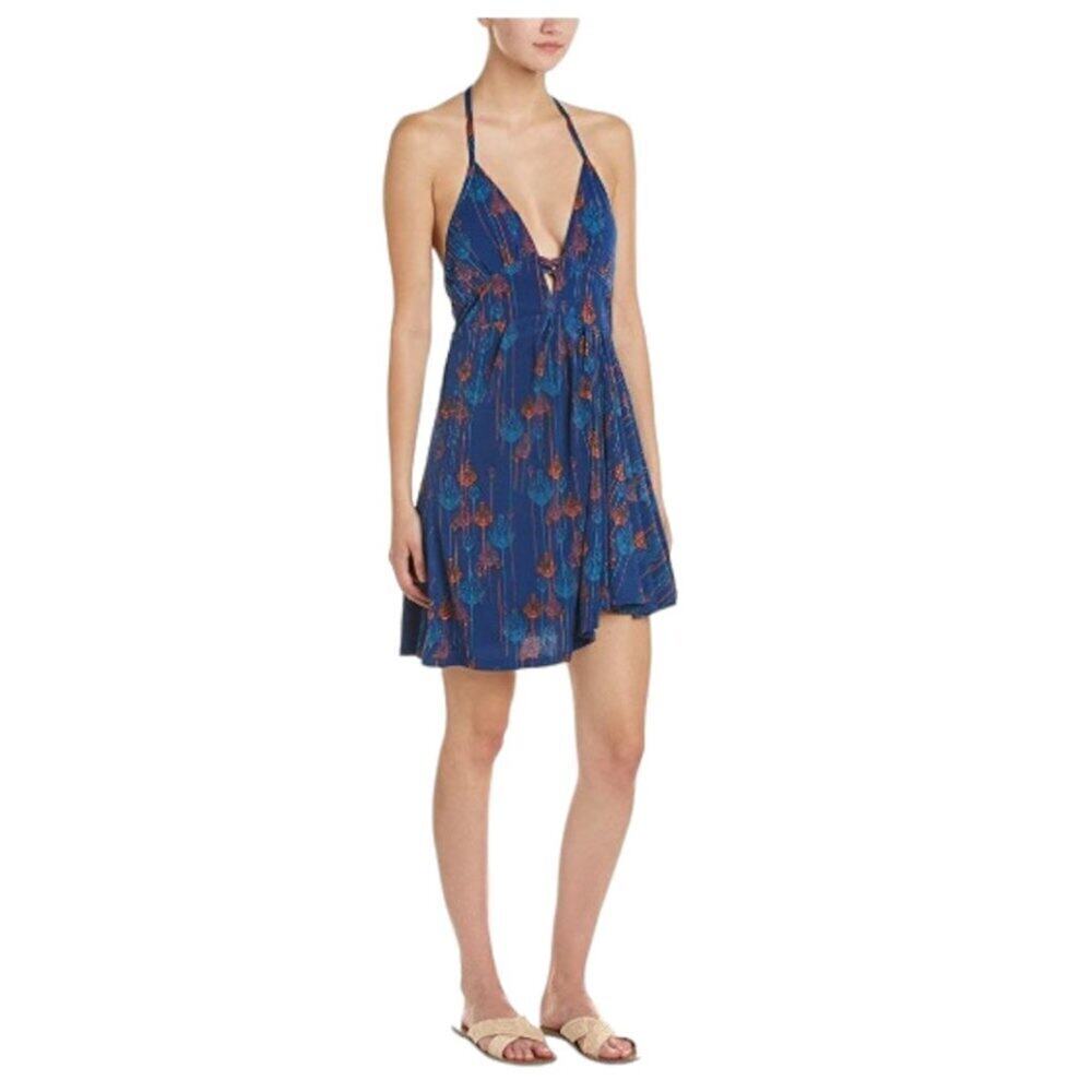 Free People Women's Blue Tropical Daydream Mini Dress Size M
